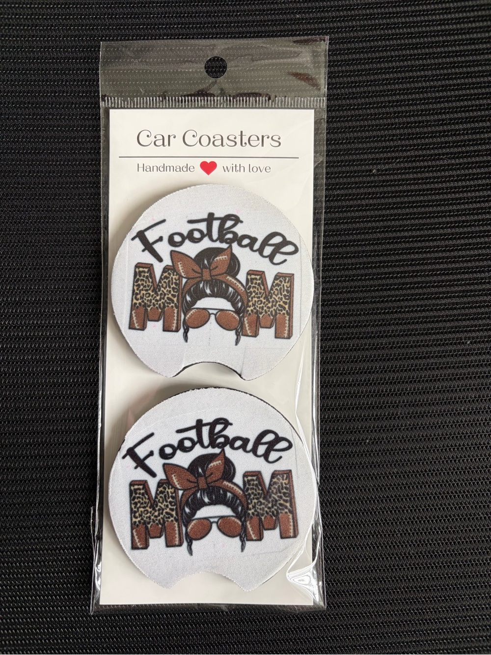 Football Mom Car Coaster Set - NWT